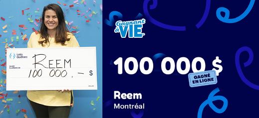 Reem a remporté 100 000$ à la loterie Gagnant à vie JEL