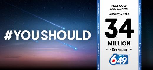 Lotto 6/49 - Next Gold Ball Jackpot - 34 million - August 6, 2025