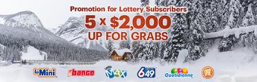 Promo for lottery subscribers - 5 x $2,000 up for grabs