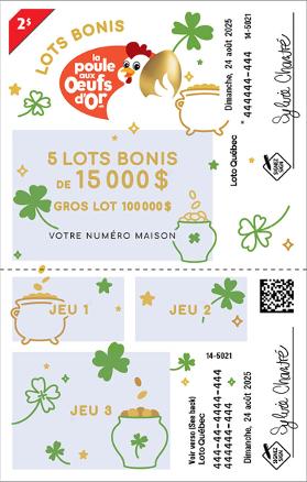 La poule aux oeufs d'or - Lots bonis