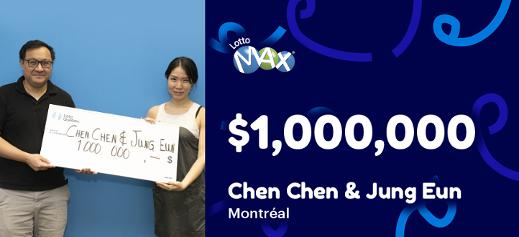 Chen Chen and Jung Eun won the $1,000,000 in the Lotto Max draw