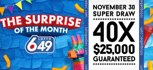 November 30 super draw - 40 x $25,000 guaranteed