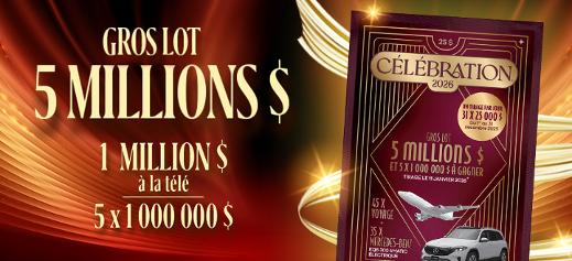 Gros lot 5 ;illions $ - 1 million $ à la télé - 5 x 1 000 000 $