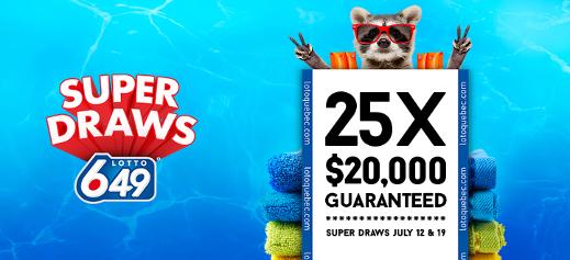 Lotto 6/49 - June 12 & 19 Super Draw - 25 x $20,000 guaranteed