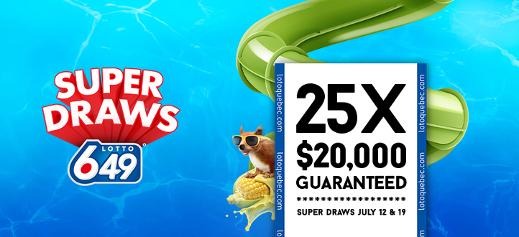 Lotto 6/49 - June 12 & 19 Super Draw - 25 x $20,000 guaranteed