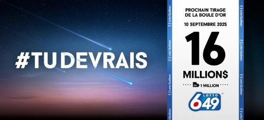 Lotto 6/49 - Prochain tirage de la Boule d'or - 16 million - 10 septembre 2025