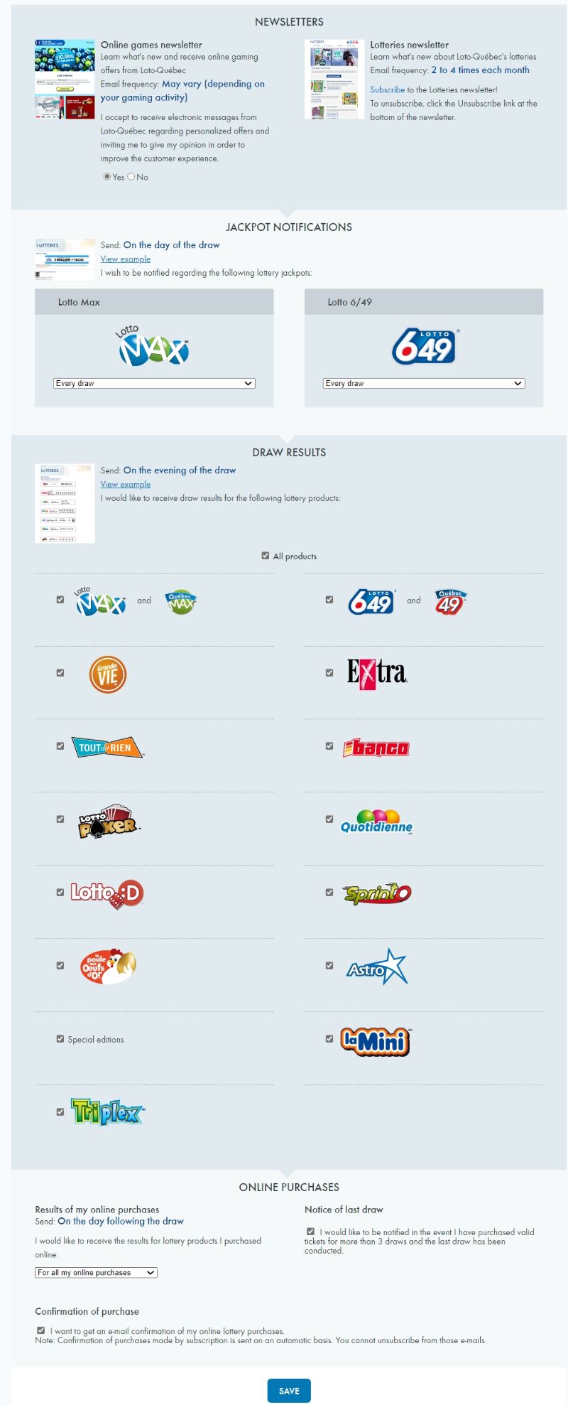 Préférences courriels