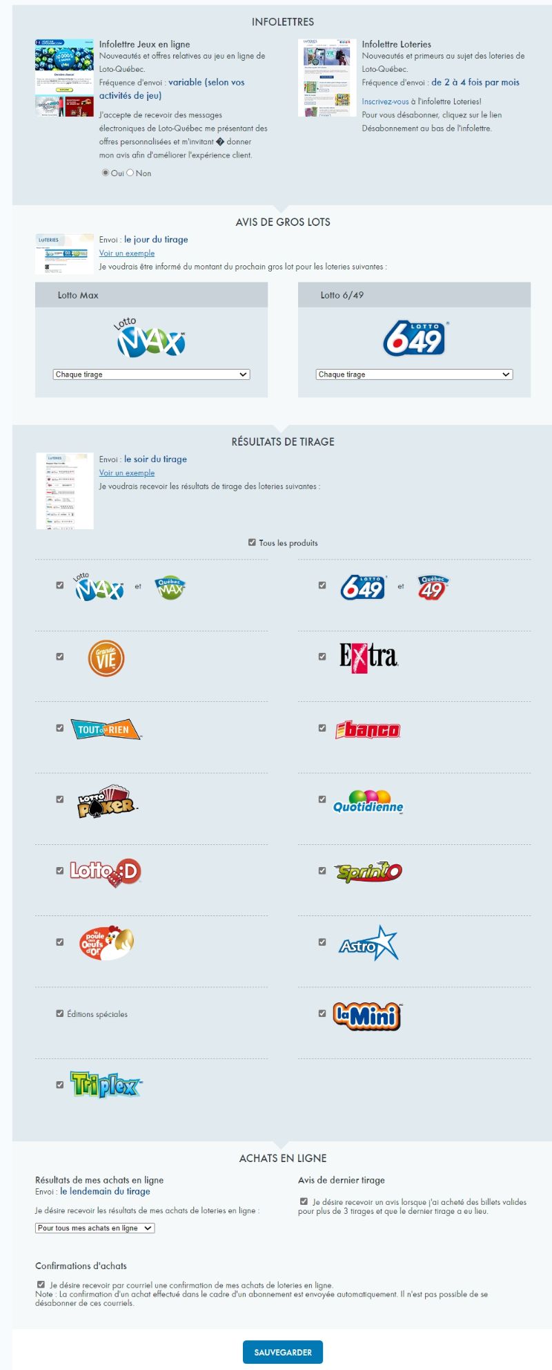 Préférences courriels
